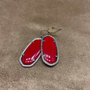 Kendra Scott- Elle Silver Drop Earrings In Red